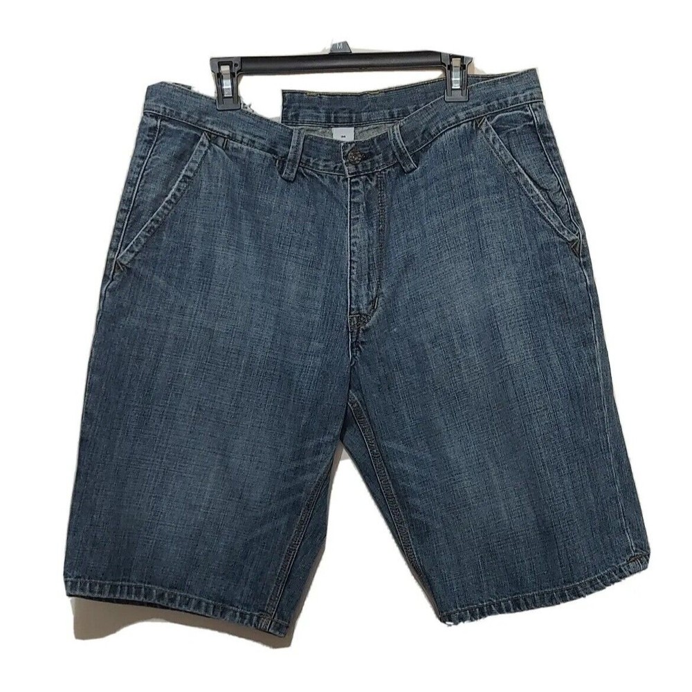 Vintage Gap 1969 Hayes Denim Shorts Mens 36 Blue Grid Pattern Baggy Skater Jorts